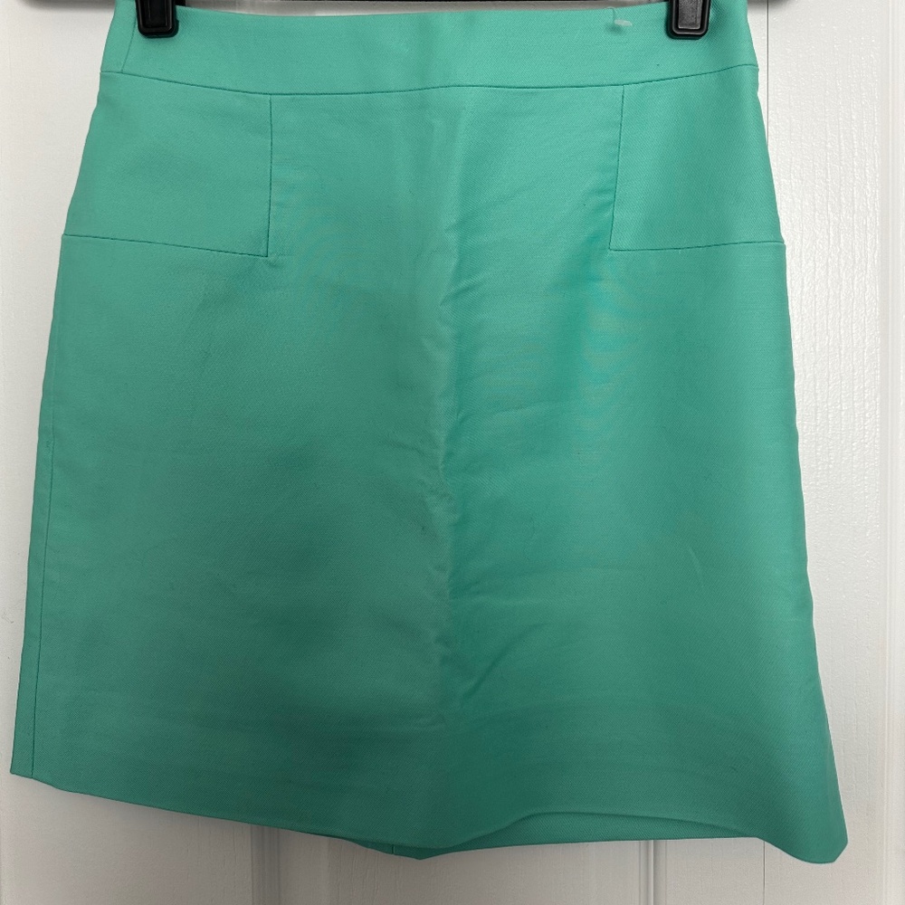 BNWT J Crew women’s bright aqua green minty green cotton skirt size 0